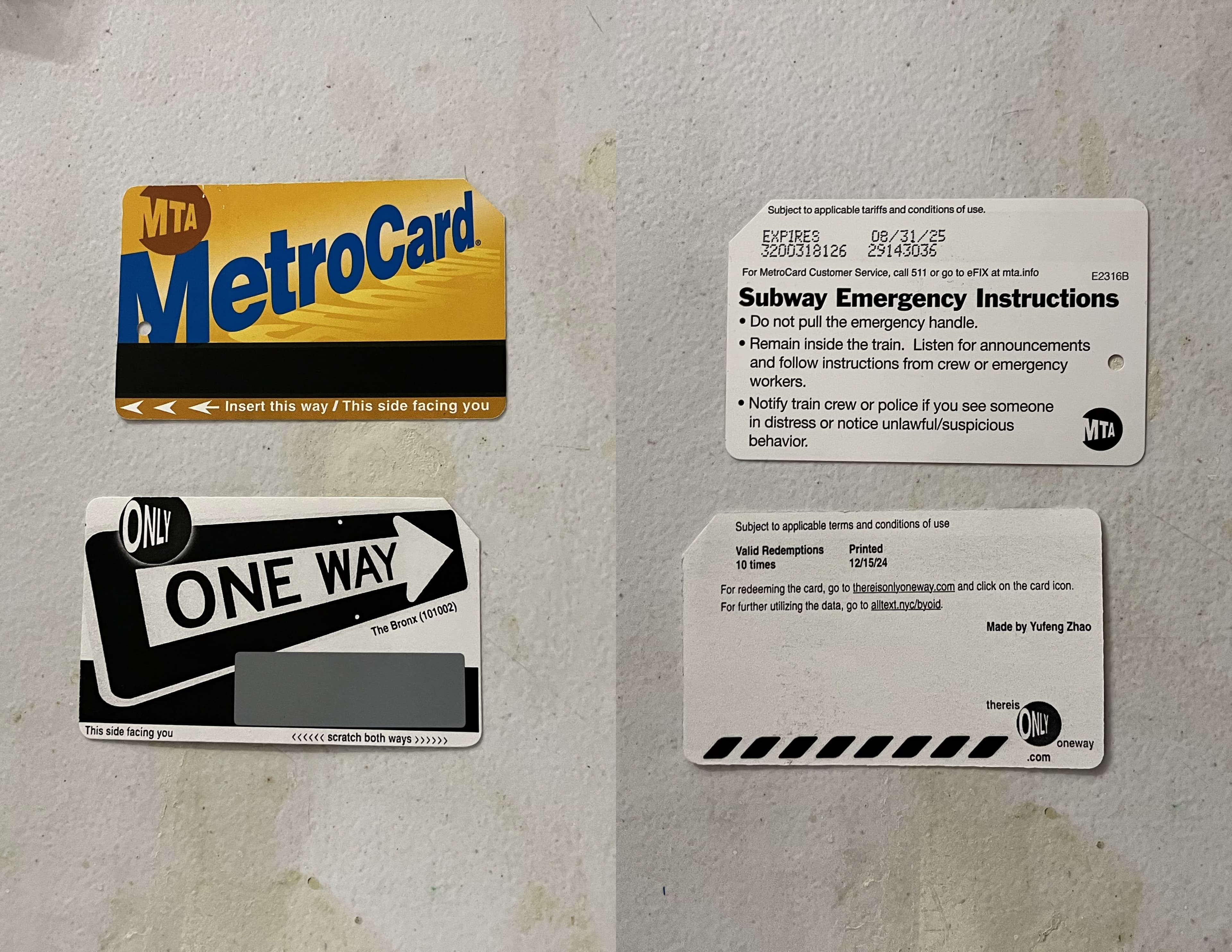there is only one way card comparing with mta cards