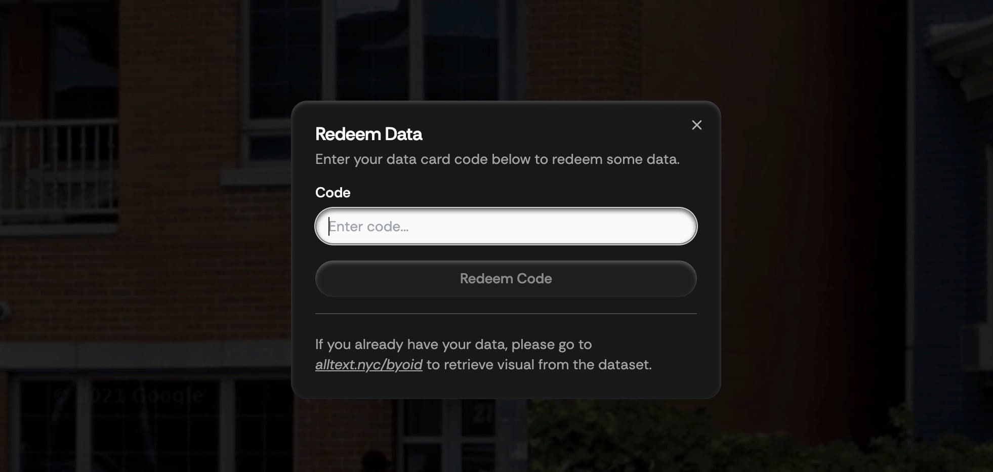 Data Redemption Popup