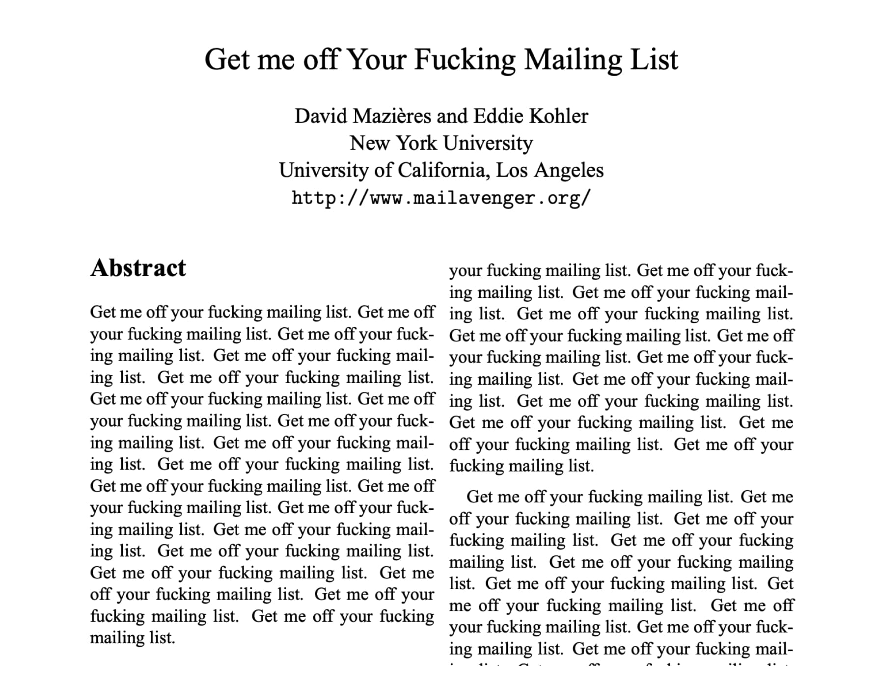 Get me off Your Fucking Mailing List (2014)