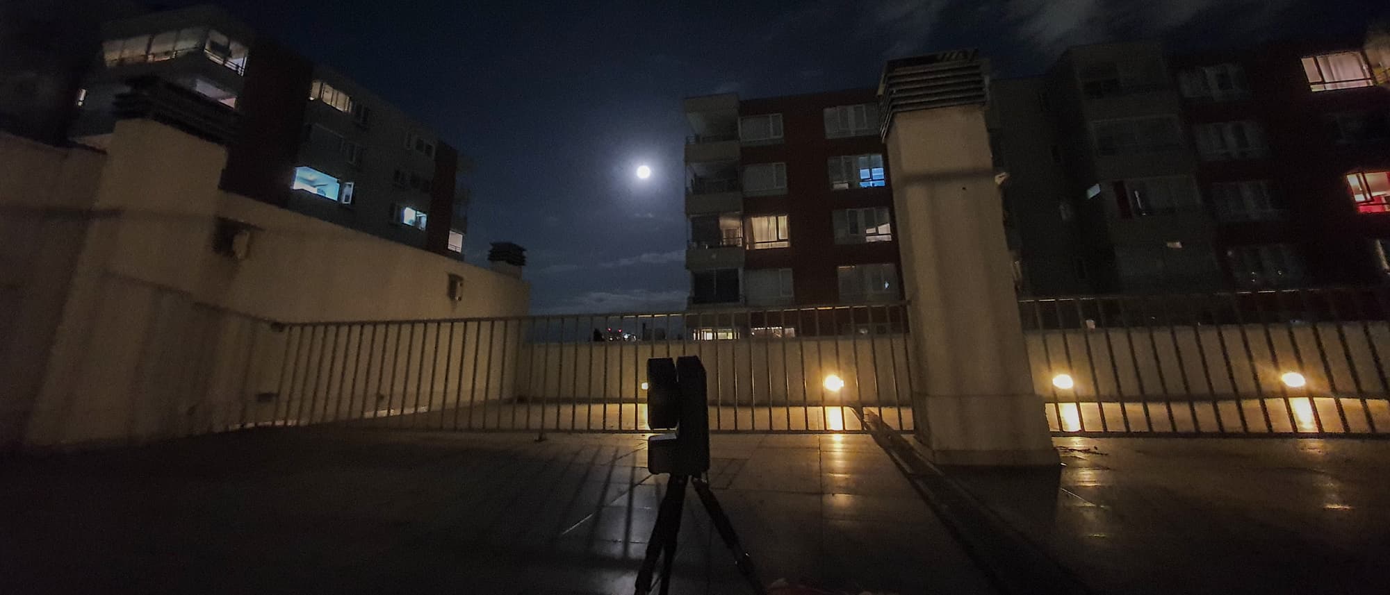 Santiago rooftop, late summer. 33.45°S.